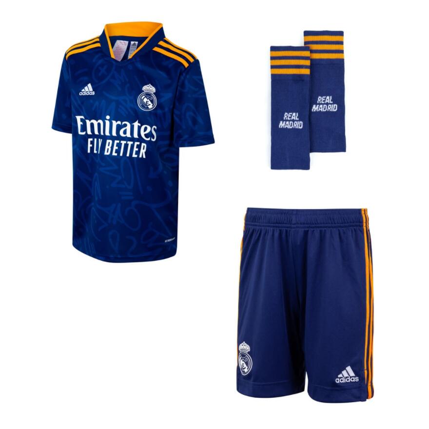 2021/22 Real Madrid Kids Away Soccer Full Kits Shirt & Shorts & Socks